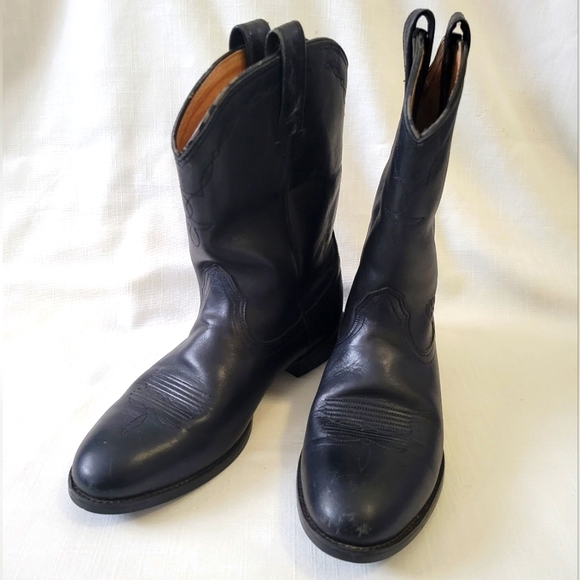 Mens Ariat Heritage Black Leather Roper Boots Size 8.5B - Picture 7 of 16